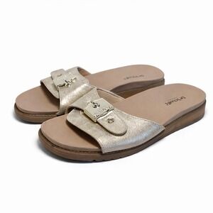 Dr. Scholl's Nice Iconic Slide Sandals Women's Size 7 Metallic Gold